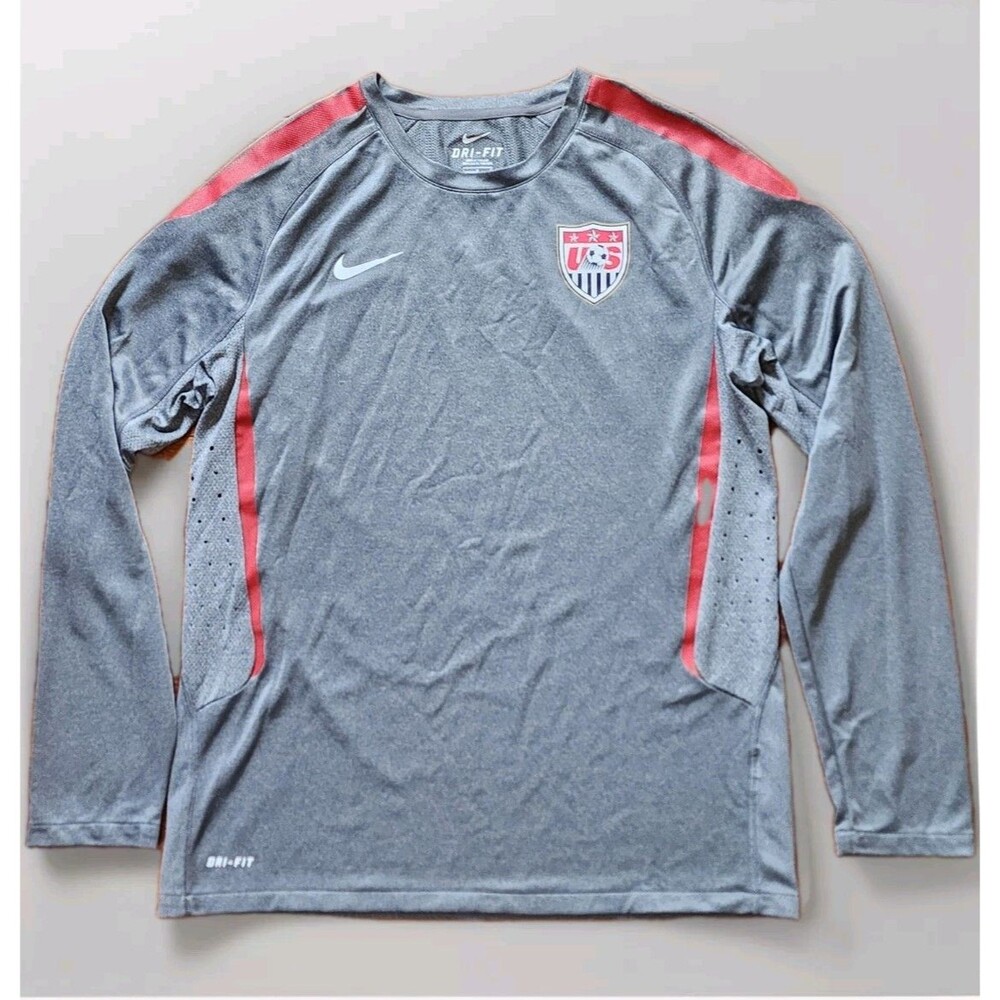 USA Soccer Pre Match Training Jersey Nike Dri Fit Shirt | Size Large | Grey